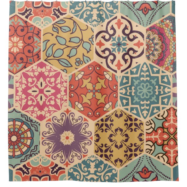 Seamless colorful patchwork tile with Islam, Arabi (Front)