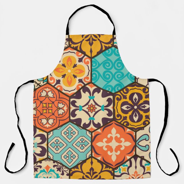 Seamless colorful patchwork tile with Islam, Arabi Apron (Front)