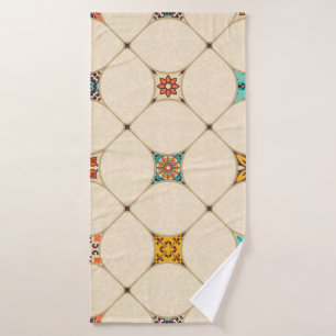 Seamless colorful patchwork tile with Islam, Arabi Bath Towel