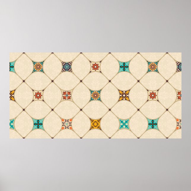 Seamless colorful patchwork tile with Islam, Arabi Poster (Front)