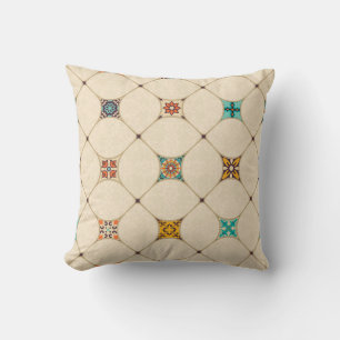 Seamless colorful patchwork tile with Islam, Arabi Throw Pillow