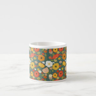 Seamless Colorful Wildflower Pattern Espresso Cup
