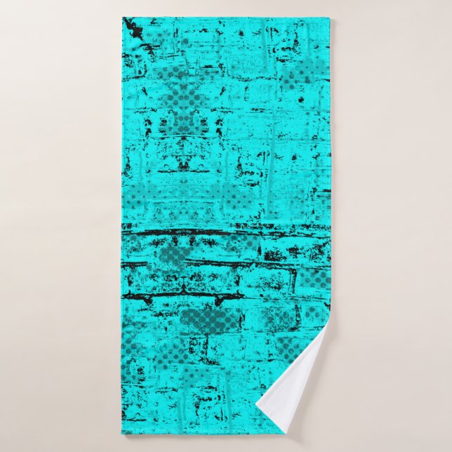Seamless colour grunge turquoise. Halftone element Bath Towel (Bath Towel)