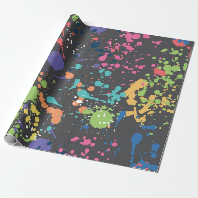 Seamless coloured grunge pattern with watercolor s wrapping paper (Unrolled)