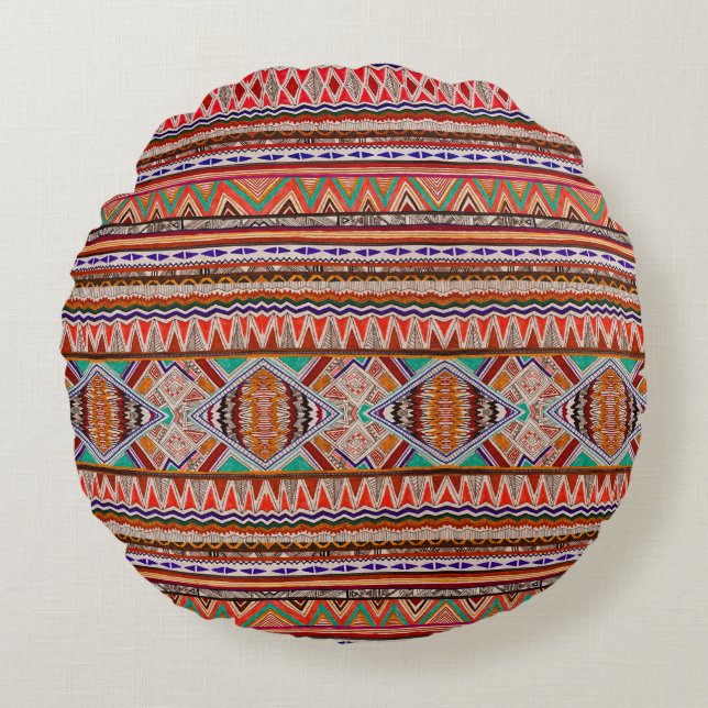 Seamless colourful abstract pattern round pillow (Front)