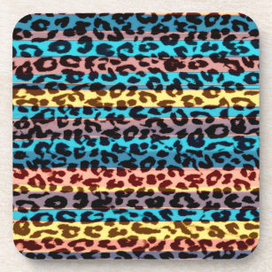 Seamless colourful animal skin texture of leopard coaster