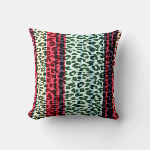 Seamless colourful animal skin texture of leopard throw pillow