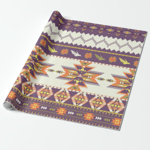 Seamless colourful aztec pattern wrapping paper
