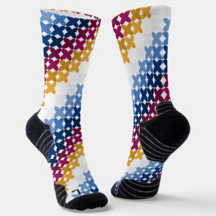 Seamless colourful cross stitch pattern socks