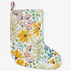 Seamless colourful floral background pattern. small christmas stocking