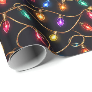 Seamless Colourful Holiday Lights Pattern Wrapping Paper
