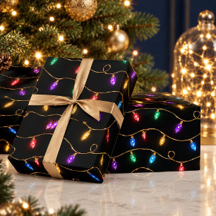 Seamless Colourful Holiday Lights Wrapping Paper