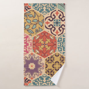 Seamless colourful patchwork tile with Islam, Arab Bath Towel