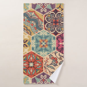 Seamless colourful patchwork tile with Islam, Arab Bath Towel