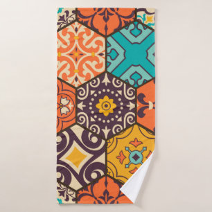 Seamless colourful patchwork tile with Islam, Arab Bath Towel