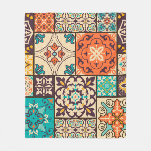 Seamless colourful patchwork tile with Islam, Arab Fleece Blanket