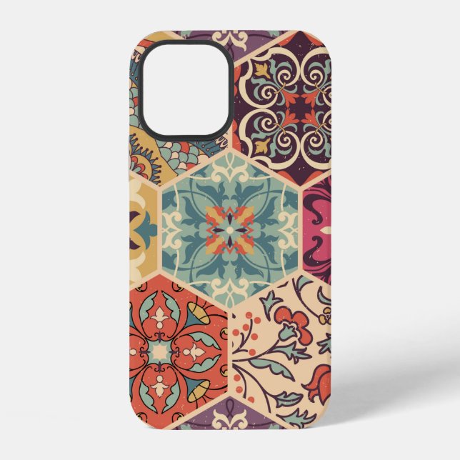 Seamless colourful patchwork tile with Islam, Arab iPhone Case (Back)