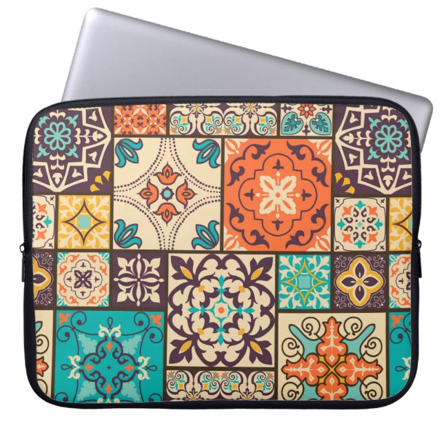 Seamless colourful patchwork tile with Islam, Arab Laptop Sleeve (Front)