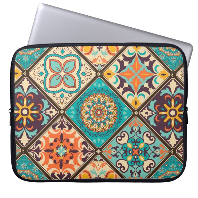 Seamless colourful patchwork tile with Islam, Arab Laptop Sleeve (Front)