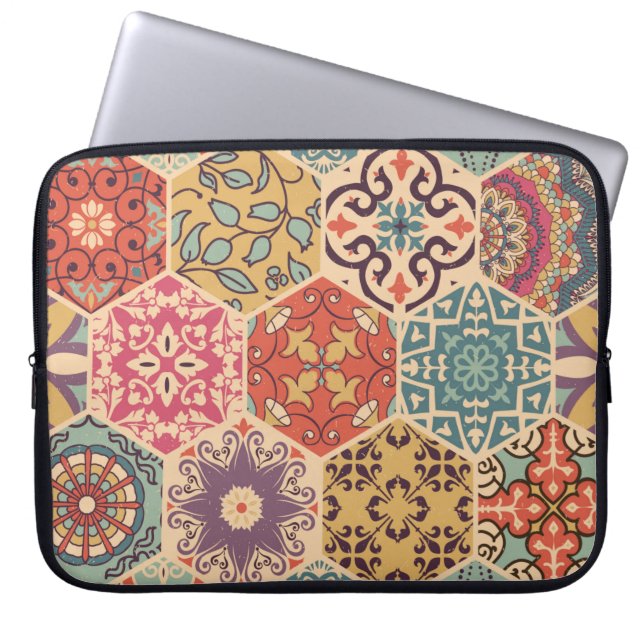 Seamless colourful patchwork tile with Islam, Arab Laptop Sleeve (Front)