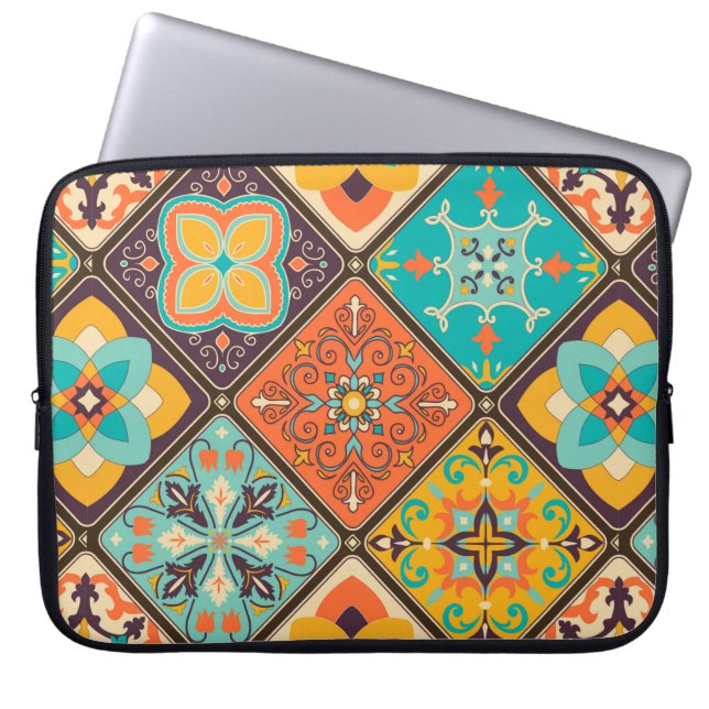 Seamless colourful patchwork tile with Islam, Arab Laptop Sleeve (Front)