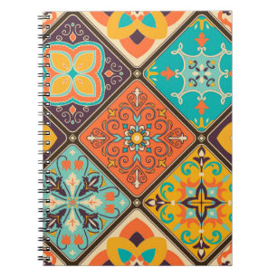 Seamless colourful patchwork tile with Islam, Arab Notebook