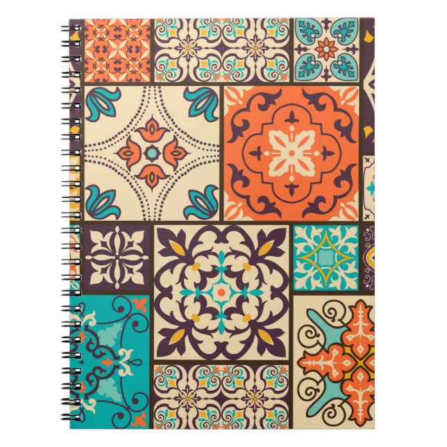 Seamless colourful patchwork tile with Islam, Arab Notebook (Front)
