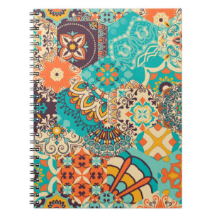 Seamless colourful patchwork tile with Islam, Arab Notebook
