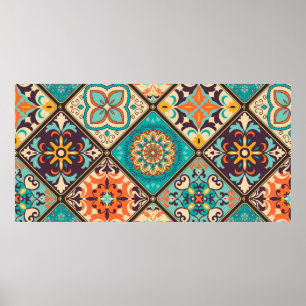 Seamless colourful patchwork tile with Islam, Arab Poster