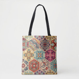 Seamless colourful patchwork tile with Islam, Arab Tote Bag