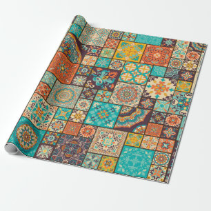 Seamless colourful patchwork tile with Islam, Arab Wrapping Paper