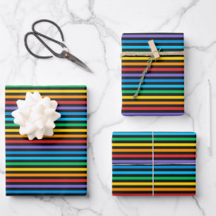 Seamless Colourful Rainbow Stripes Pattern Wrapping Paper Sheet
