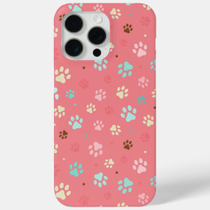 Seamless Colourful Small Dog Paws  iPhone 15 Pro Max Case