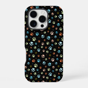 Seamless Colourful Small Dog Paws iPhone 16 Pro Case