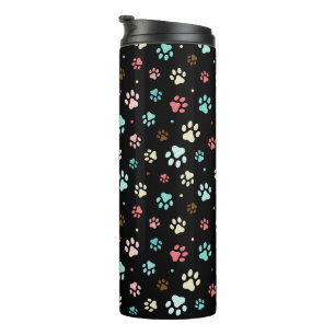 Seamless Colourful Small Dog Paws Thermal Tumbler