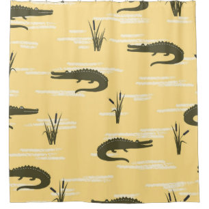 Seamless crocodiles pattern. Vintage yellow backgr