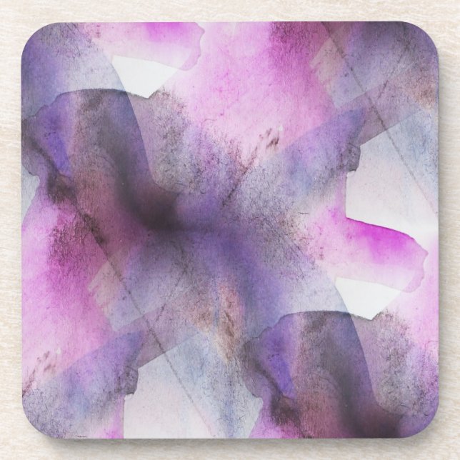 seamless cubism purple abstract art coaster (Front)