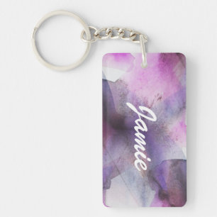 seamless cubism purple abstract art keychain