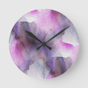 seamless cubism purple abstract art round clock