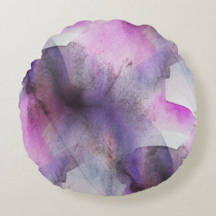 seamless cubism purple abstract art round pillow