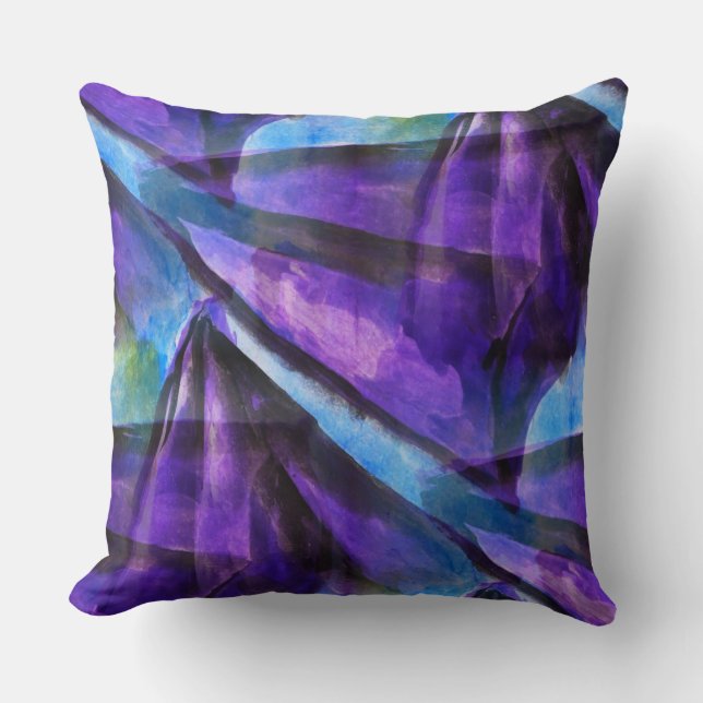 seamless cubism purple, blue abstract art throw pillow (Front)