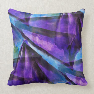 seamless cubism purple, blue abstract art throw pillow