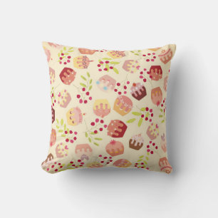 seamless cup cake illustration throw pillow