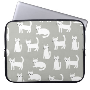 Seamless cute cats pattern, playful design. laptop sleeve