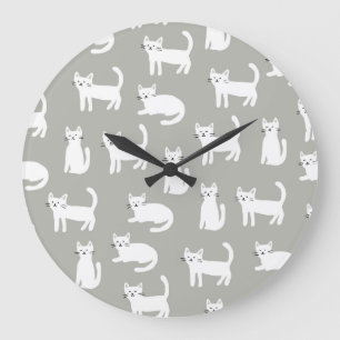 Seamless cute cats pattern, playful design. large clock