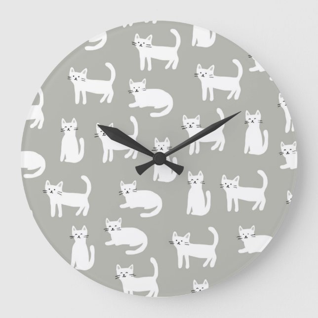 Seamless cute cats pattern, playful design. large clock (Front)