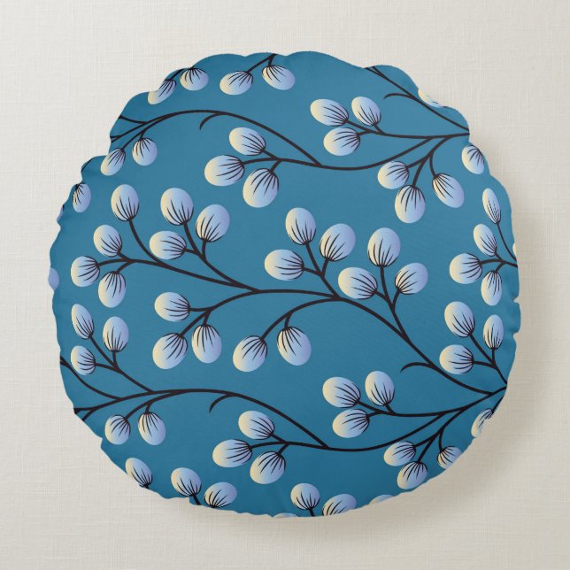 Seamless cute floral pattern design round pillow (Front)