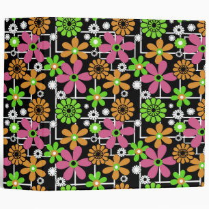 Seamless cute kids floral design fun cartoon flowe binder