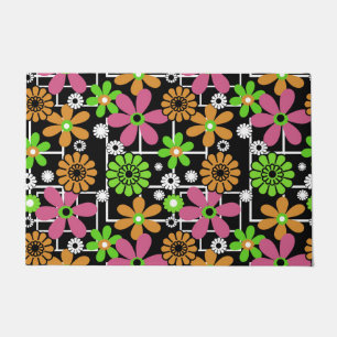 Seamless cute kids floral design fun cartoon flowe doormat