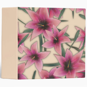 Seamless cute lilly abstract pink flowers floral p binder